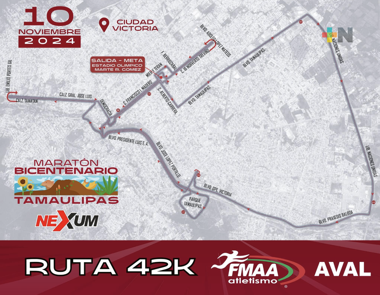 Realizan trazo oficial de ruta para el Maratón Bicentenario Tamaulipas 2024